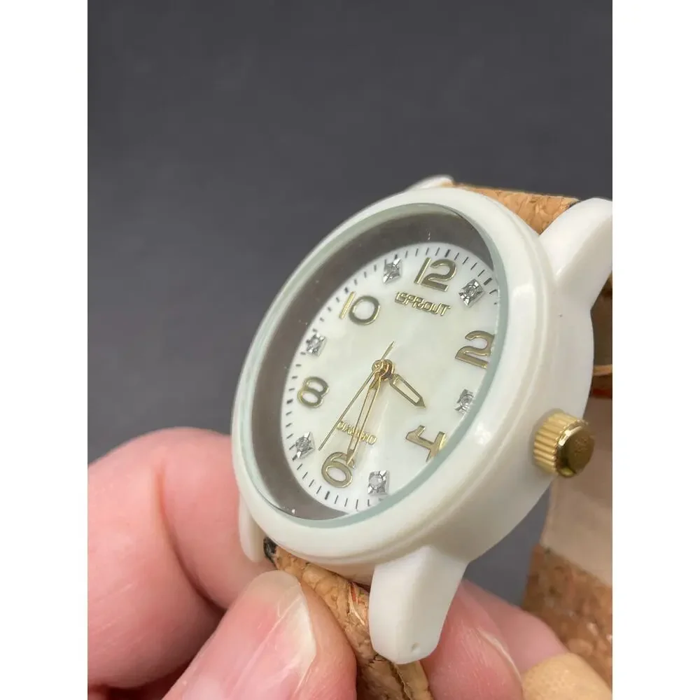 iSPROUT Diamond Corn Resin Case Quartz Watch Lot of 3 White Cork Floral Dial